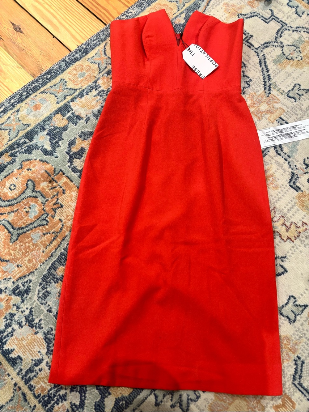 Dress the Population Red Strapless Sheath Dress